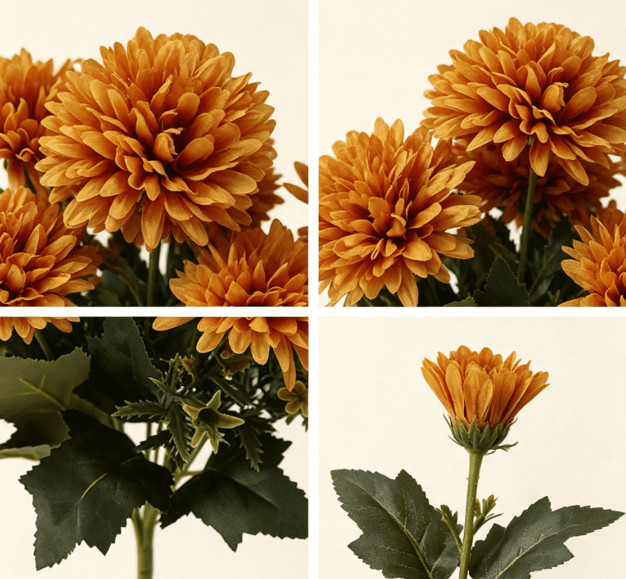Fall Outside Decor Simulation 6-Head Chrysanthemum Bouquet Autumn Edition - Sapphire Blue Fake Flowers For Outdoors Fall Door Decor Faux Pumpkins For Outdoor For Fall Decor