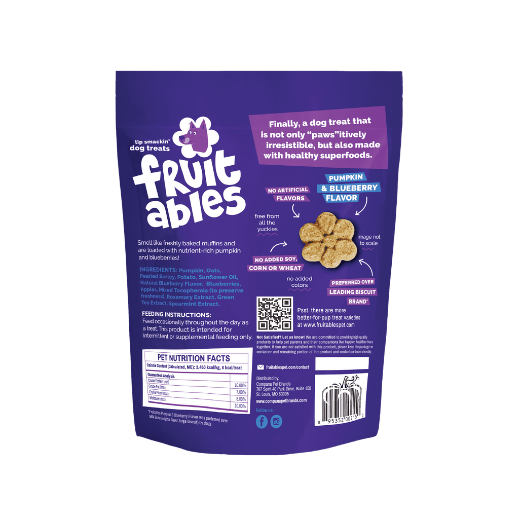 Fruitables Baked Pumpkin & Blueberry Flavor Treats for Dogs - 7 oz