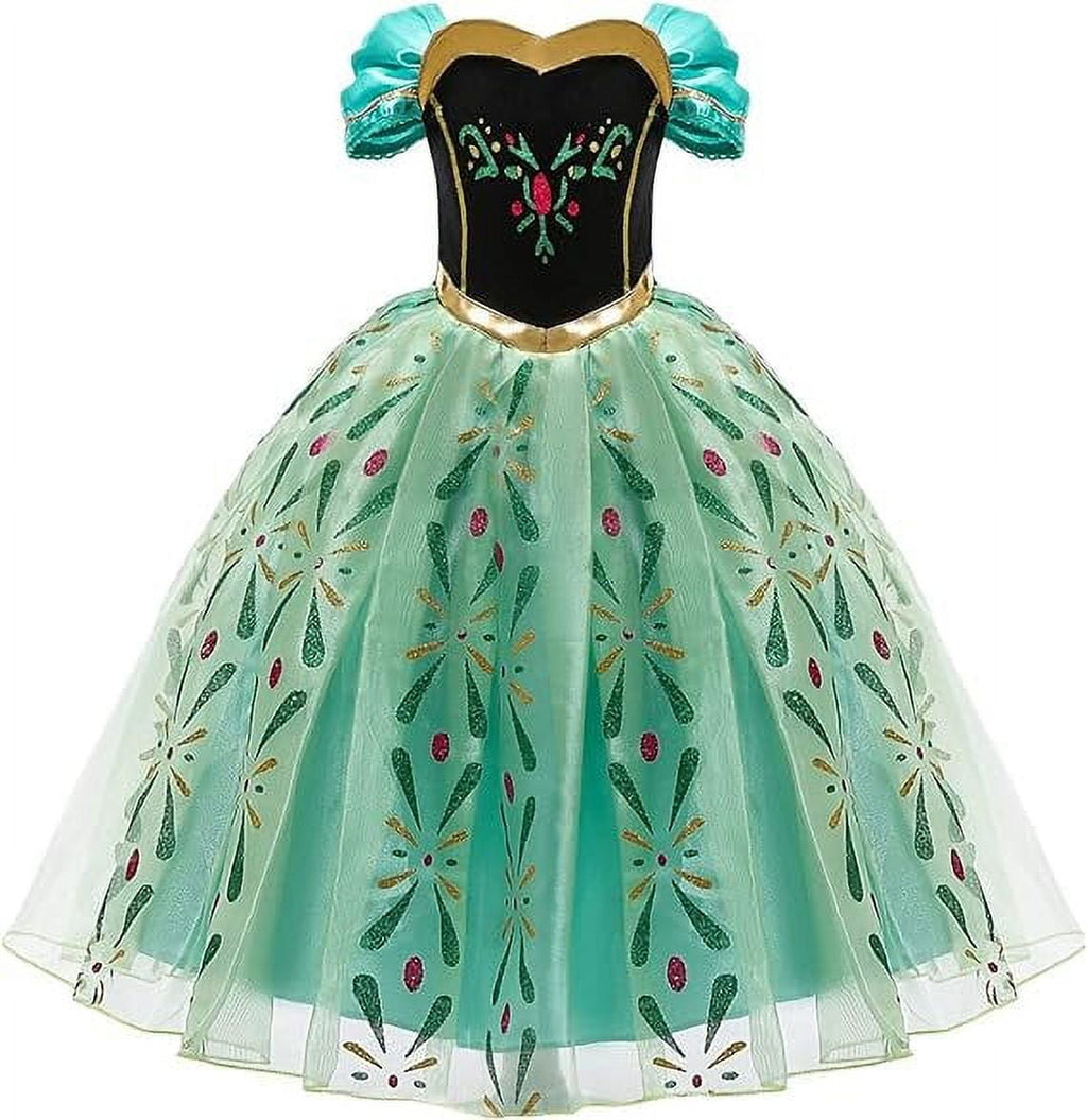 Jurebecia Princess Dress Snow Queen Costume for Girls Birthday Party Halloween Christmas Cosplay Outfit Toddler Kids 120 cm 5-6 Years