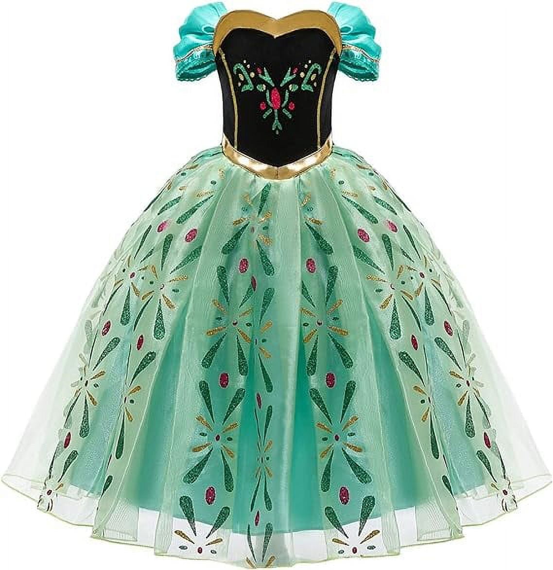 Jurebecia Princess Dress Snow Queen Costume for Girls Birthday Party Halloween Christmas Cosplay Outfit Toddler Kids 120 cm 5-6 Years