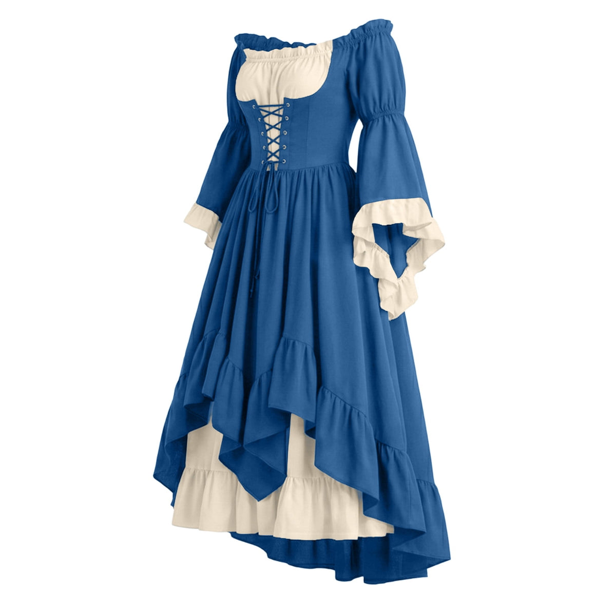 Anmrize Full Length Halloween Dress, Renaissance Faire Outfit, Women Medieval Victorian Gown, Off Shoulder Renaissance Dress, Womens's Medieval Renaissance Costume Cosplay Over Dress, White S