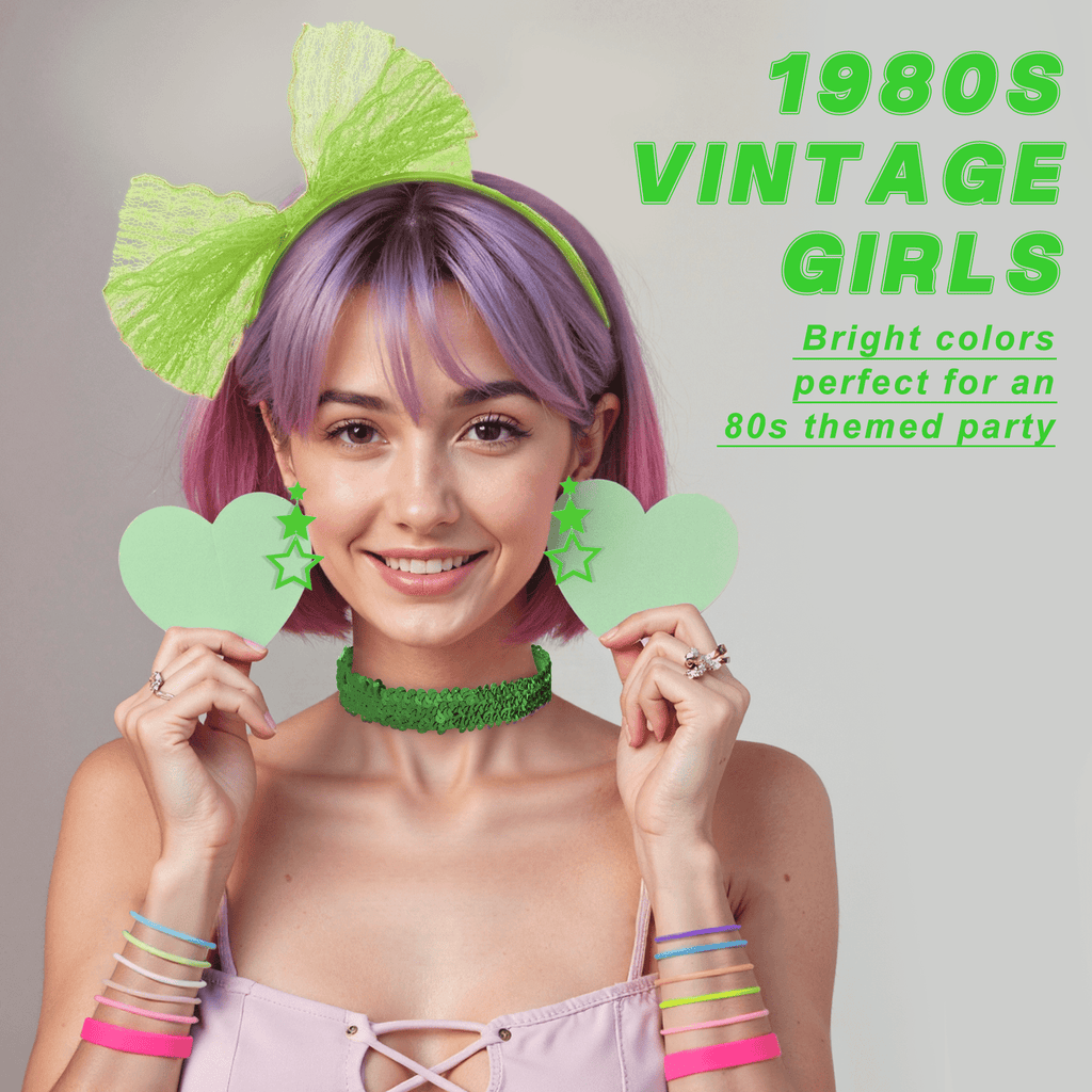 Loritta 80s Costumes for Women Outfit Accessories Set with Fishnet Gloves Leg Warmers Bags Tutu Skirts for Theme Party