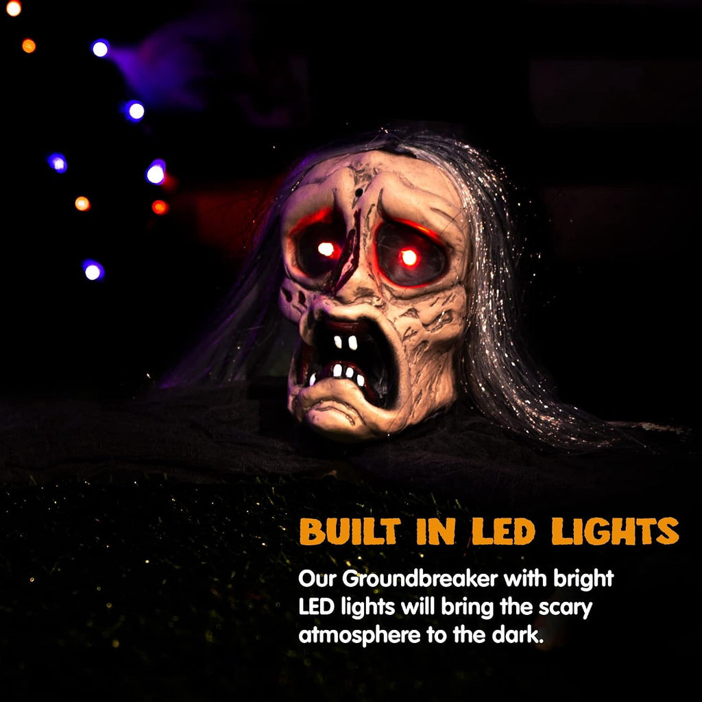 Joyfy Halloween Groundbreaker Halloween Decorations Zombie with Sound and Flashing Eyes,Outdoor Scary Halloween Yard Decorations