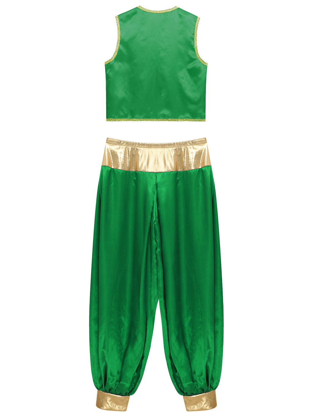 iiniim Mens Arabian Prince Costume Open Front Vest with Pants Halloween Show Fancy Dress up Outfit Royal Blue&Royal Blue S