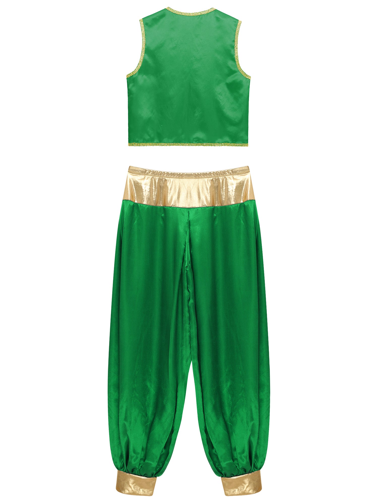 iiniim Mens Arabian Prince Costume Open Front Vest with Pants Halloween Show Fancy Dress up Outfit Royal Blue&Royal Blue S