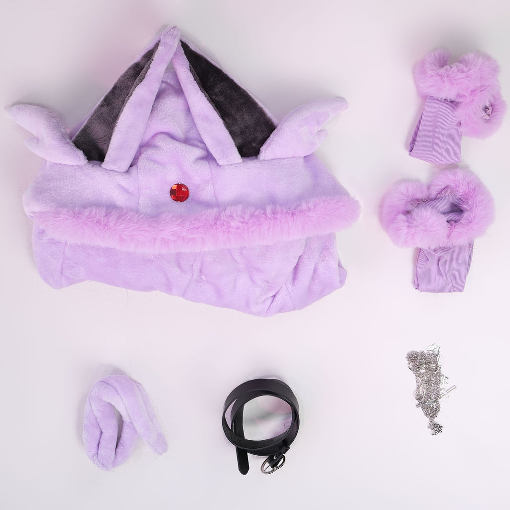 Women sexy Fluffy Hooded Bodysuit Halloween Deep V Kawaii One Piece Lingerie Rompers with Choker and Socks