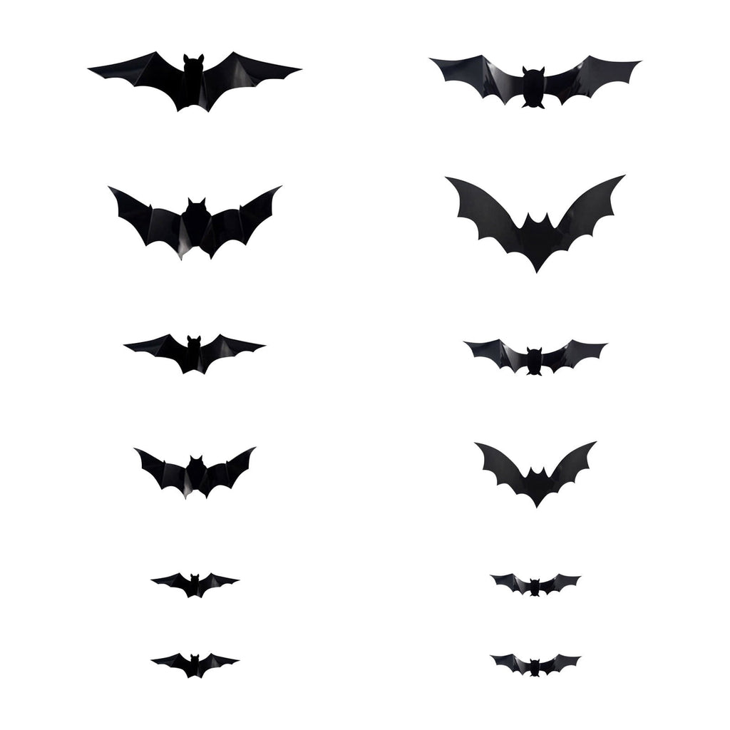 CQHVKQ 60 PCS Halloween Bats Decorations, Realistic 3D LED Bats Wall Stickers Decor, Assorted Size Removable Lighted PVC Bats DIY Wall Sticker for Halloween Party, Bedroom, Home, Indoor and Outdoor