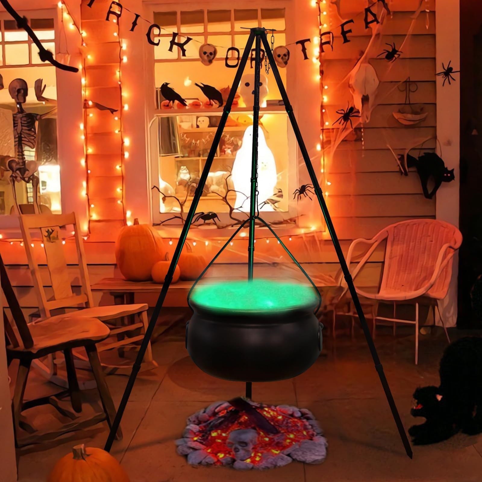 Muecwrye Halloween Decorations Outdoor, Halloween Clearance! Halloween Witches Cauldron with Lights, DIY Bubbling Cauldron Set Decor for Home Porch Outside, Halloween Party Supplies( Without Tripod)