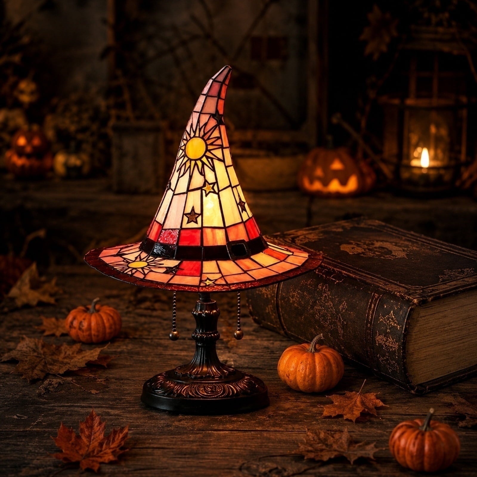 Lighted Vintage Patchwork Ghost, Rustic Farmhouse Halloween LED Light Up Ghost with Pumpkin Lantern, Spooky Cute Fall Decor for Mantel, Shelf, Tiered Tray, Entryway Porch Tabletop