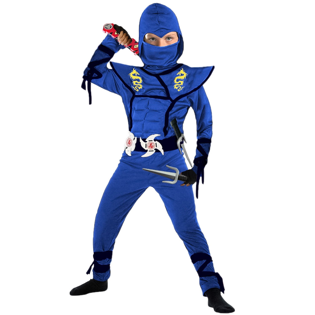 BaLuLu Ninja Costume Kids Ninja Muscle Costumes Boys Ninja Set Accessories Best Children Gift