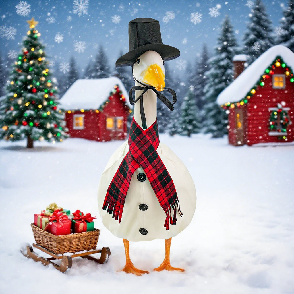 Sruoe Christmas Porch Goose Outfits, Porch Goose Clothes, 23 Inch Cement Goose Clothes Dress, Duck Clothes for Spring Easter Holiday Outdoor Garden Yard Lawn Patio Statue Decor