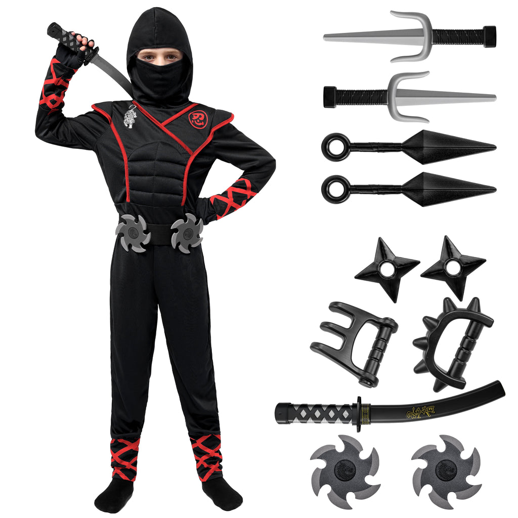 Joyfy Kids Ninja Costume for Boys Halloween Fancy Dress Costume for Kids Age 3 & up