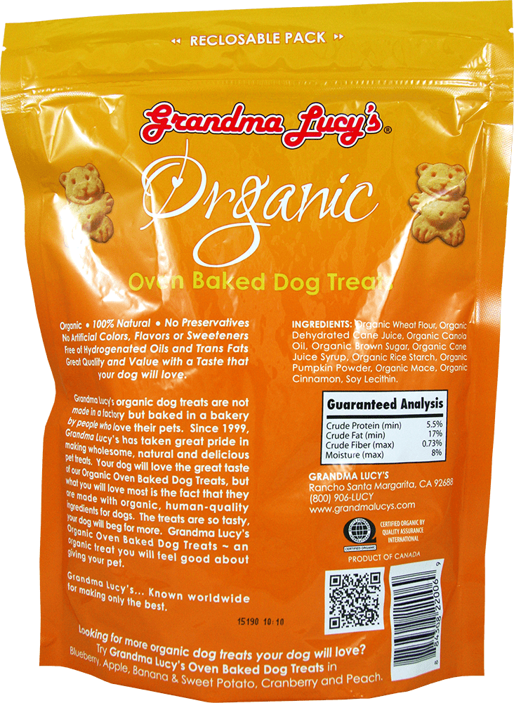 Grandma Lucy's Organic Pumpkin Oven Baked Dog Treats, 14-oz bag