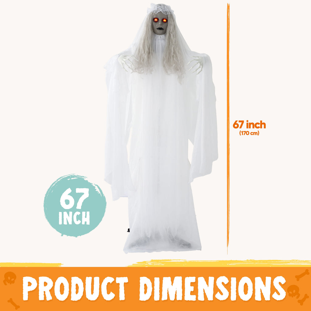 Joyfy 7.8 Ft(93.6 in) Halloween Grim Reaper Decorations Outdoor, Rotatable Flying Scream Scarecrow Skeleton Ghosts Decor for Graveyard Haunted House Props, Garden, Porch, Yard Lawn