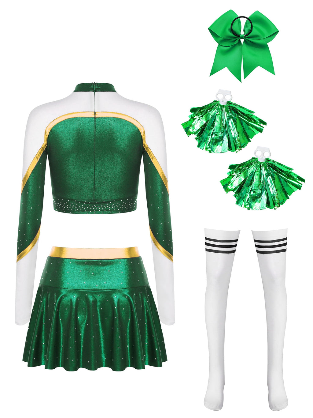 iiniim Womens Cheer Leader Costumes Set Schoolgirl Cheerleading Cosplay Halloween Party Uniform Purple XL
