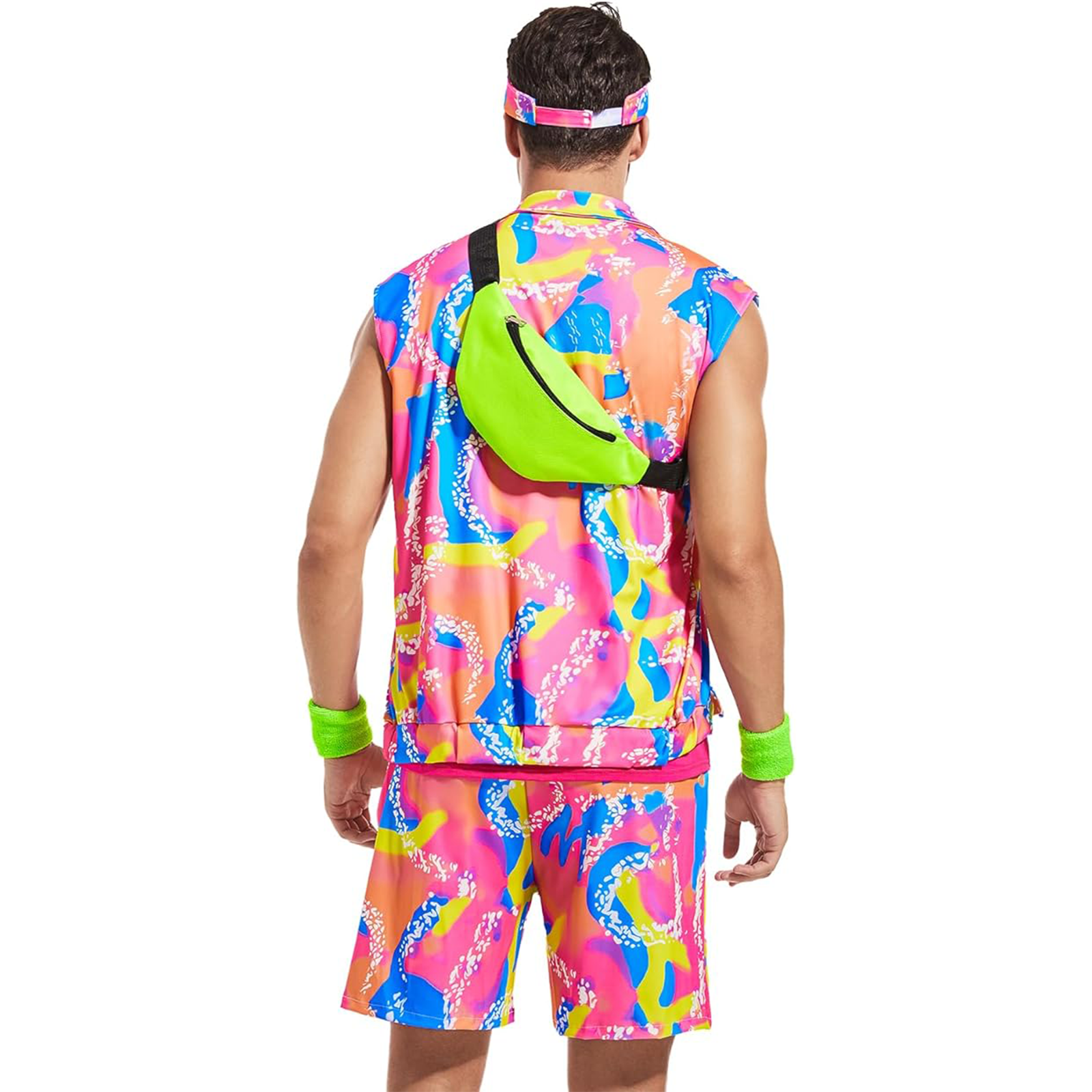 RTOPDS 80s Men Workout Costume,92s Outfit Clothing for Adults, Halloween Cosplay Couples Costume Set(L)