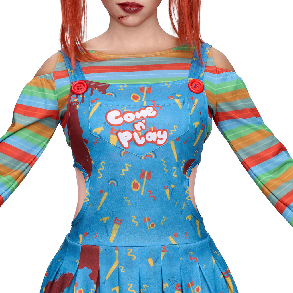 Joyfy Creepy Doll Costume for Women, Family Matching Killer Doll Costume for Halloween Fancy Dress up Cosplay