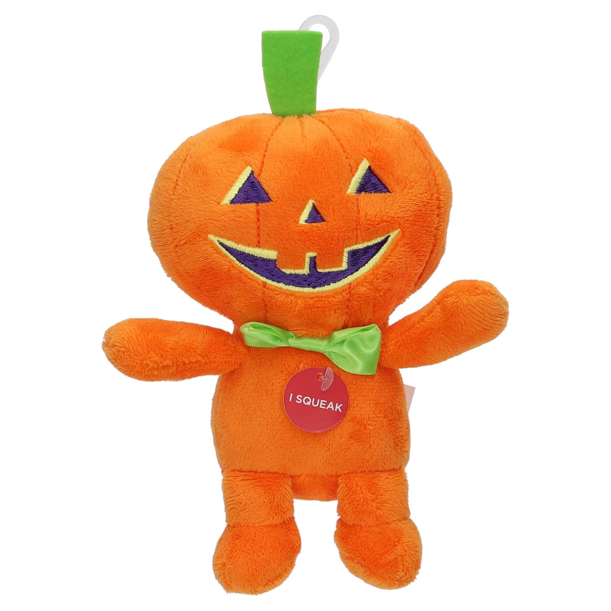 Vibrant Life Halloween Pumpkin Boy Plush Dog Toy with Squeaker, Orange, Chew Level 1