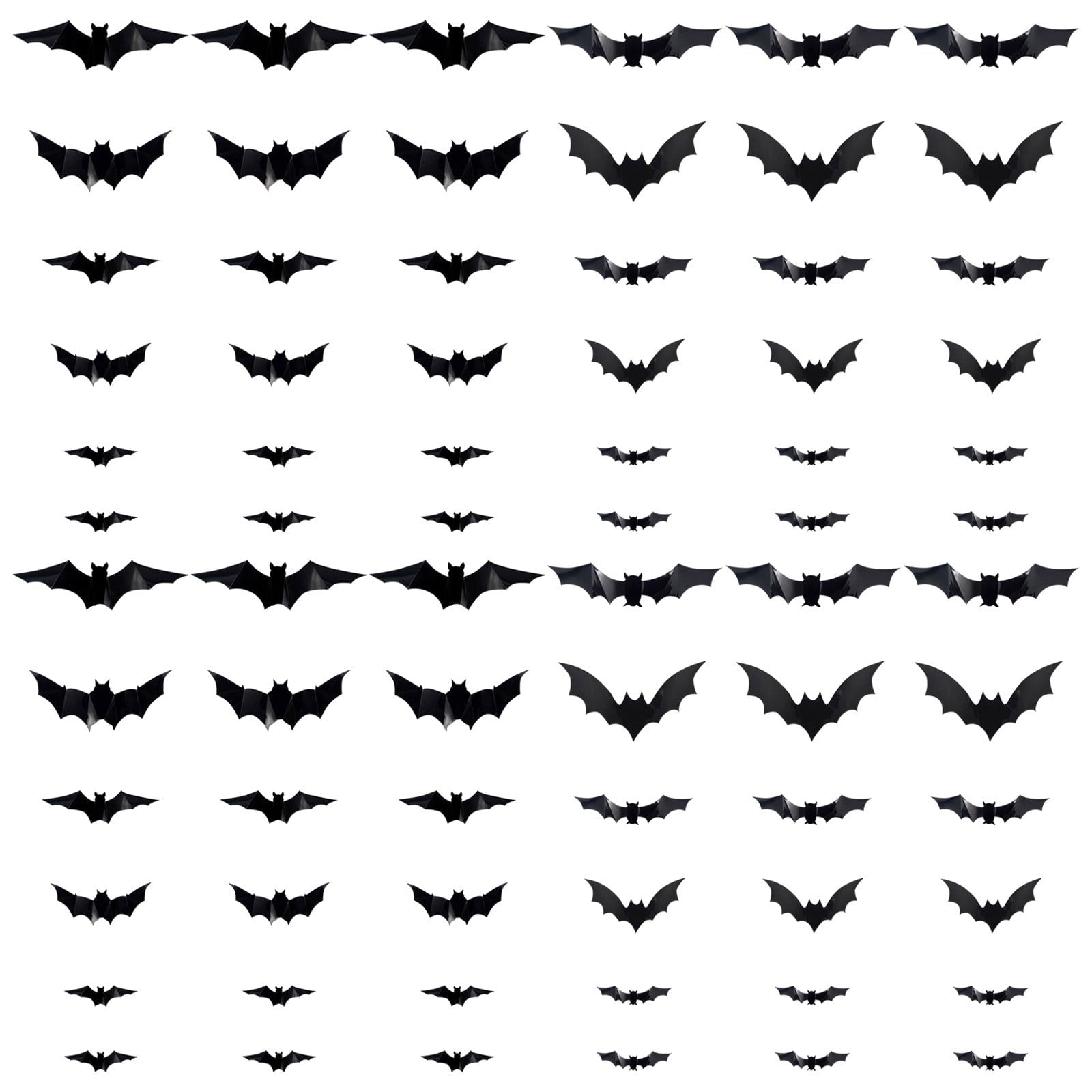 CQHVKQ 60 PCS Halloween Bats Decorations, Realistic 3D LED Bats Wall Stickers Decor, Assorted Size Removable Lighted PVC Bats DIY Wall Sticker for Halloween Party, Bedroom, Home, Indoor and Outdoor