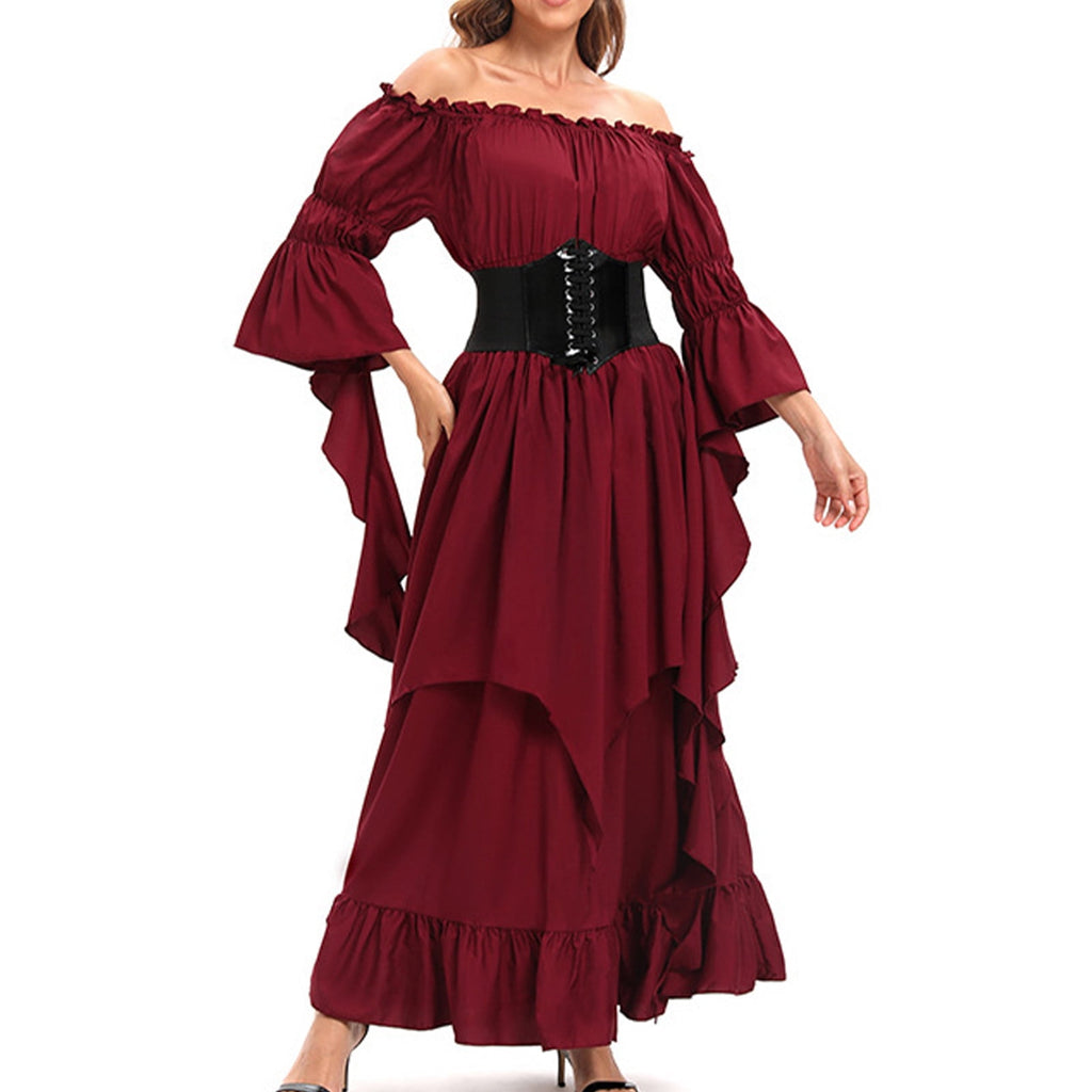 LYXSSBYX Maxi Dresses for Women Women's Long Sleeve Neck Dress Floor Length Cosplay Dress Plus Size Dress