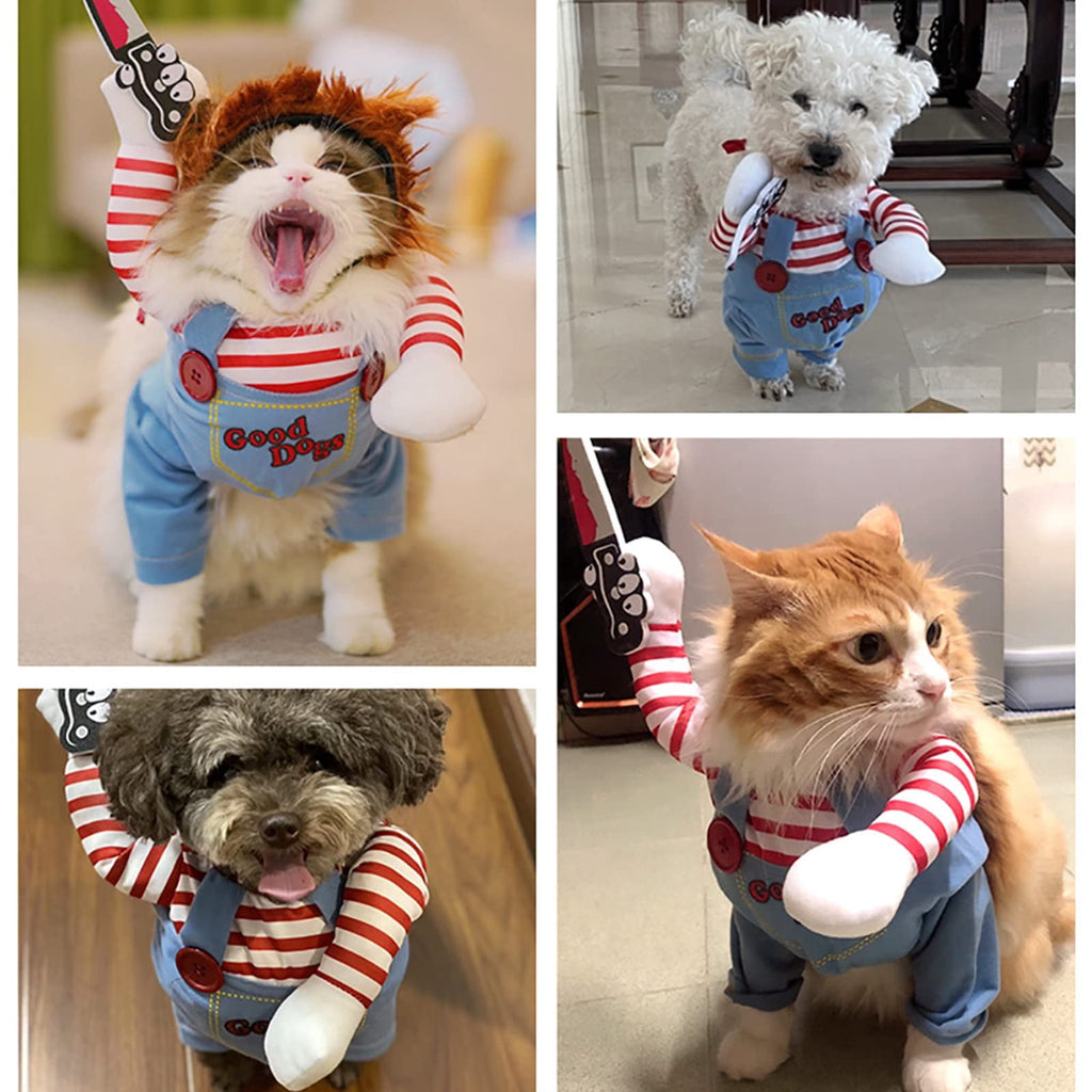 WILLED Pet Deadly Doll Halloween Costume, Funny Dog Christmas Cosplay, Adjustable Party Dress Up Outfit for Small Medium Large Dogs