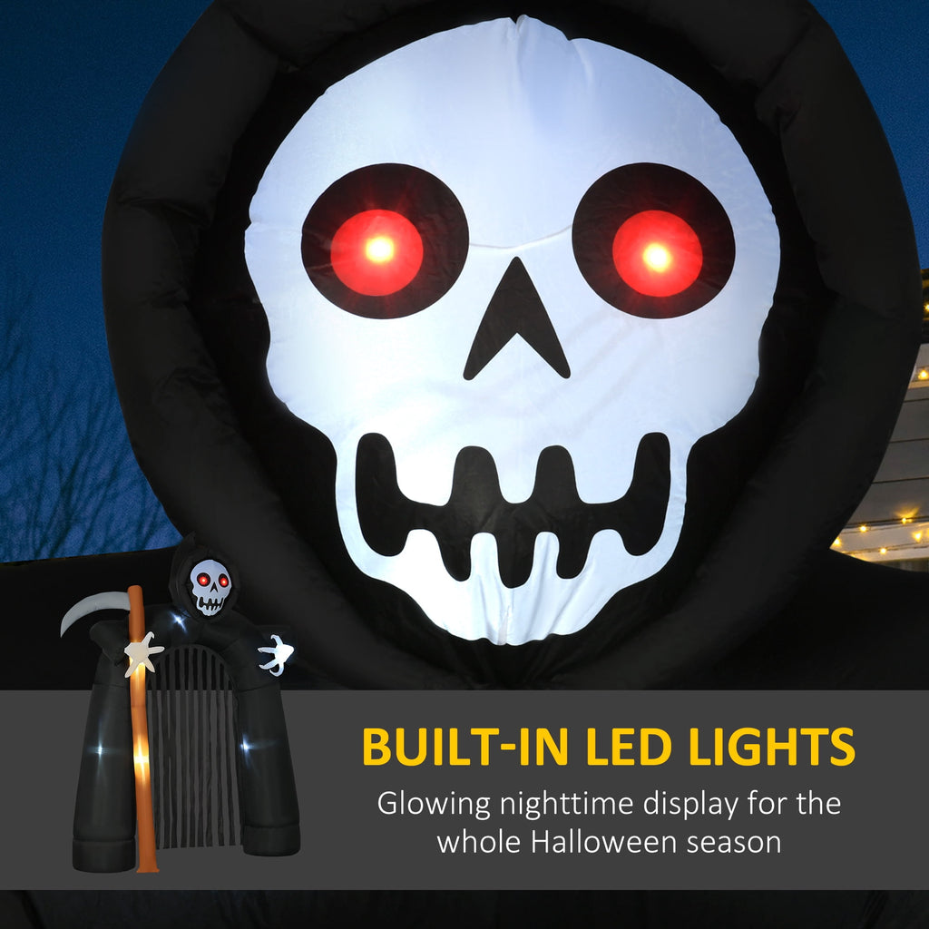 Outsunny 11.8' H Large Halloween Inflatable Archway Ghost Bat Pumpkin Spider, Halloween Decoration with LED Lights for Garden Indoor Outdoor