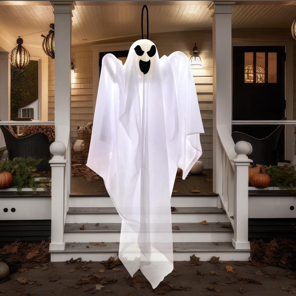 Joyfy 3 Pack Halloween Hanging Ghosts Decorations,27.5" Cute Scary Flying Ghosts Outdoor Hanging Halloween Decorations Yard Decorations