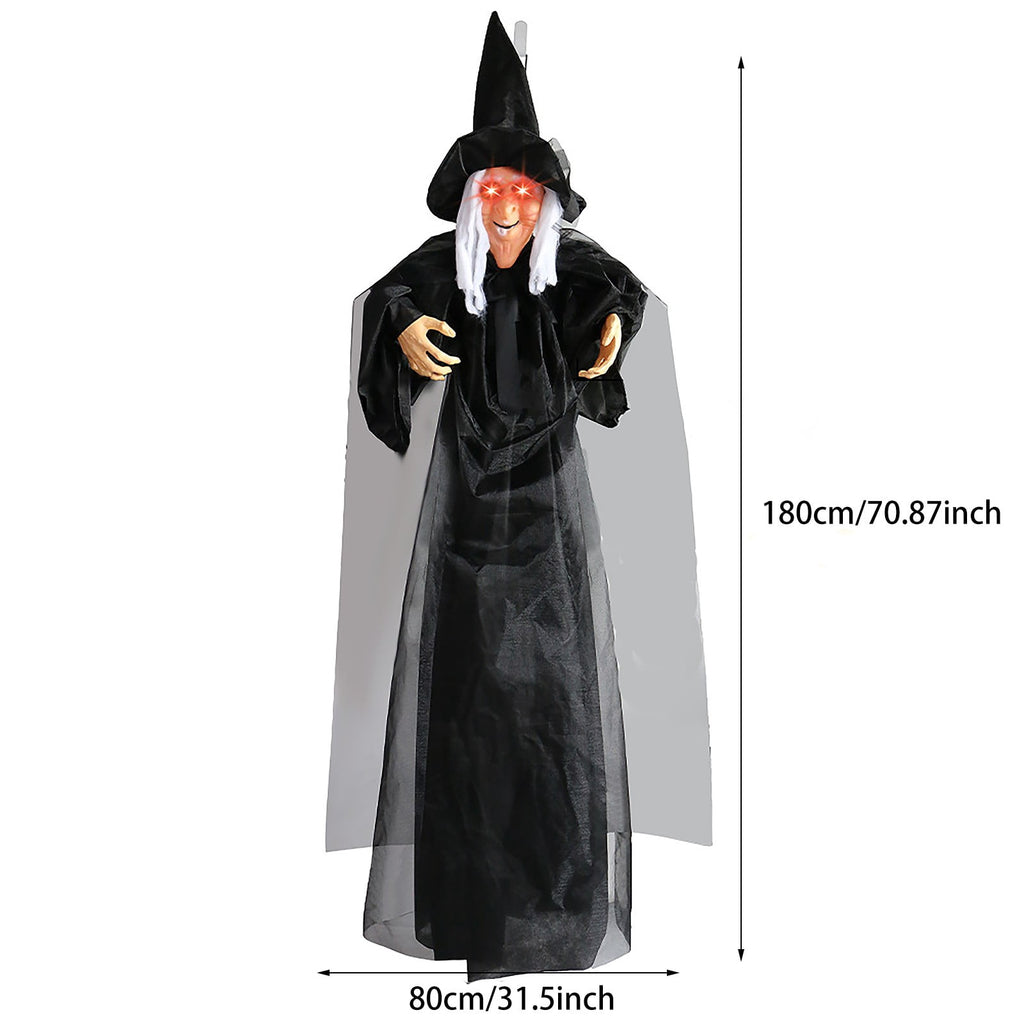 ZTTD Life Size Hanging Witch Halloween Decor (71 Inches) | Sound & Touch Activated Talking Halloween Decorations | Witch Props Excellent Choice for Haunted House | Indoor & Outdoor Animated Prop