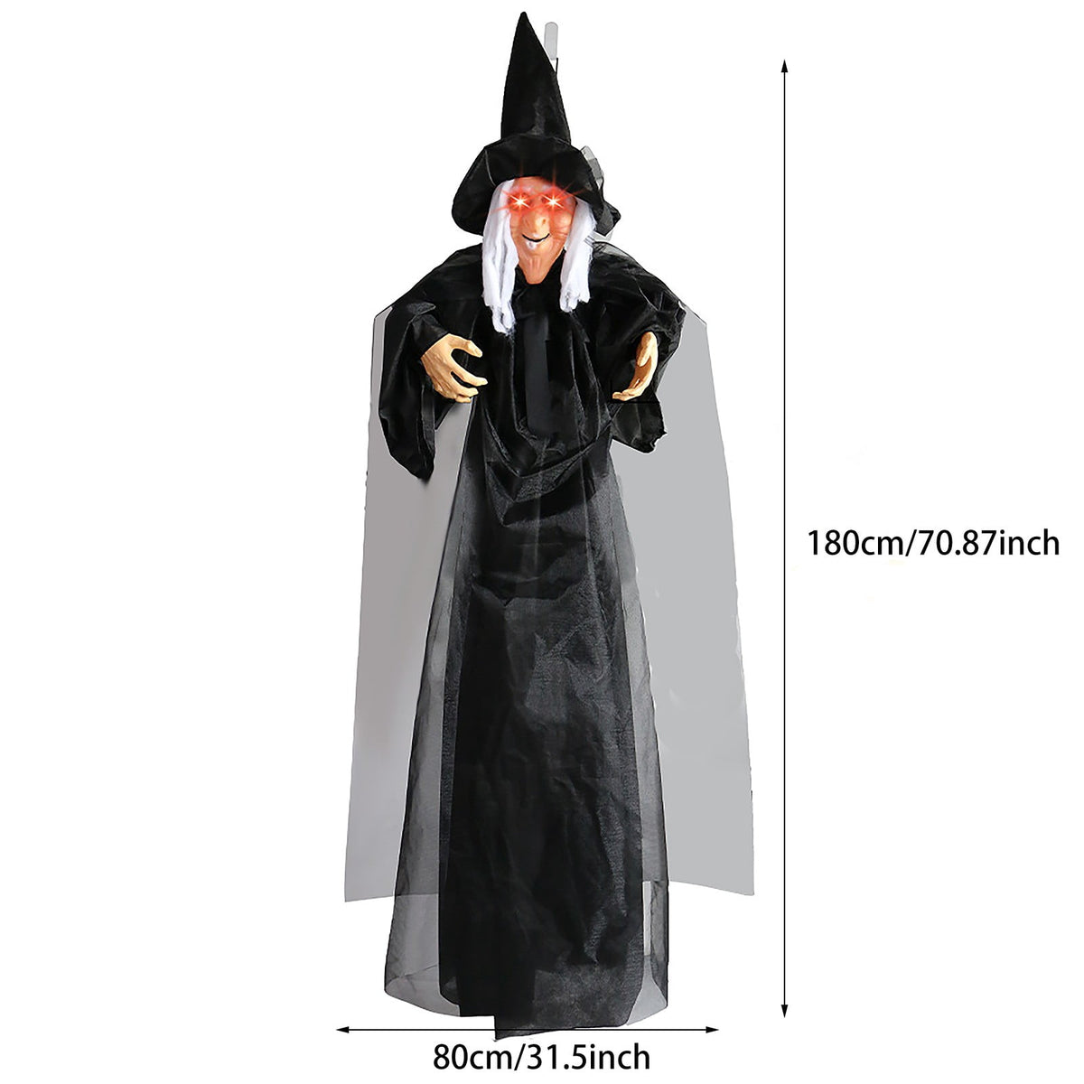 ZTTD Life Size Hanging Witch Halloween Decor (71 Inches) | Sound & Touch Activated Talking Halloween Decorations | Witch Props Excellent Choice for Haunted House | Indoor & Outdoor Animated Prop