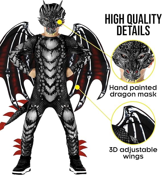 Morph Dragon Jumpsuit Black Red Costume Boys Halloween Costume For Boy Black Large