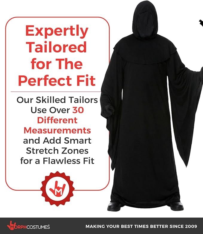 Morph Mens Grim Reaper Costume Adult Scary Death Robe & Gloves Halloween Halloween Black L
