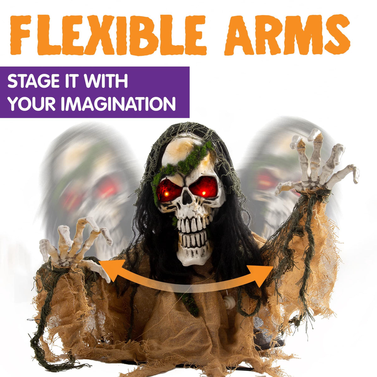 Joyfy Halloween Groundbreaker Animated Halloween Decorations Zombie with Crawling Creepy Animatronic Decorations with Movable Arms,Outdoor Scary Halloween Yard Decorations