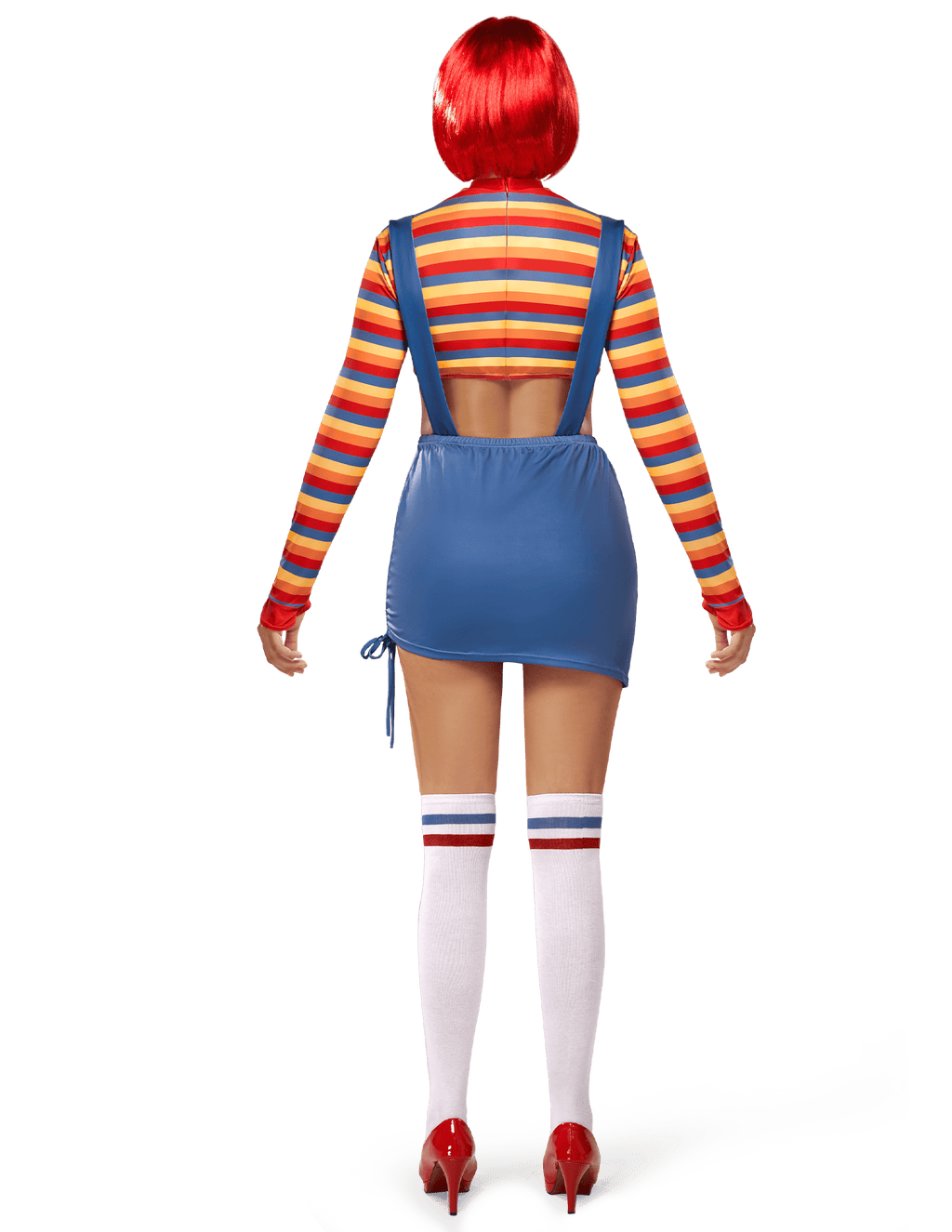 Joyfy Women Killer Doll Costume, Adult Creepy Doll Costume Scary Nightmare Killer Doll Dress for Halloween Costume Party Cosplay