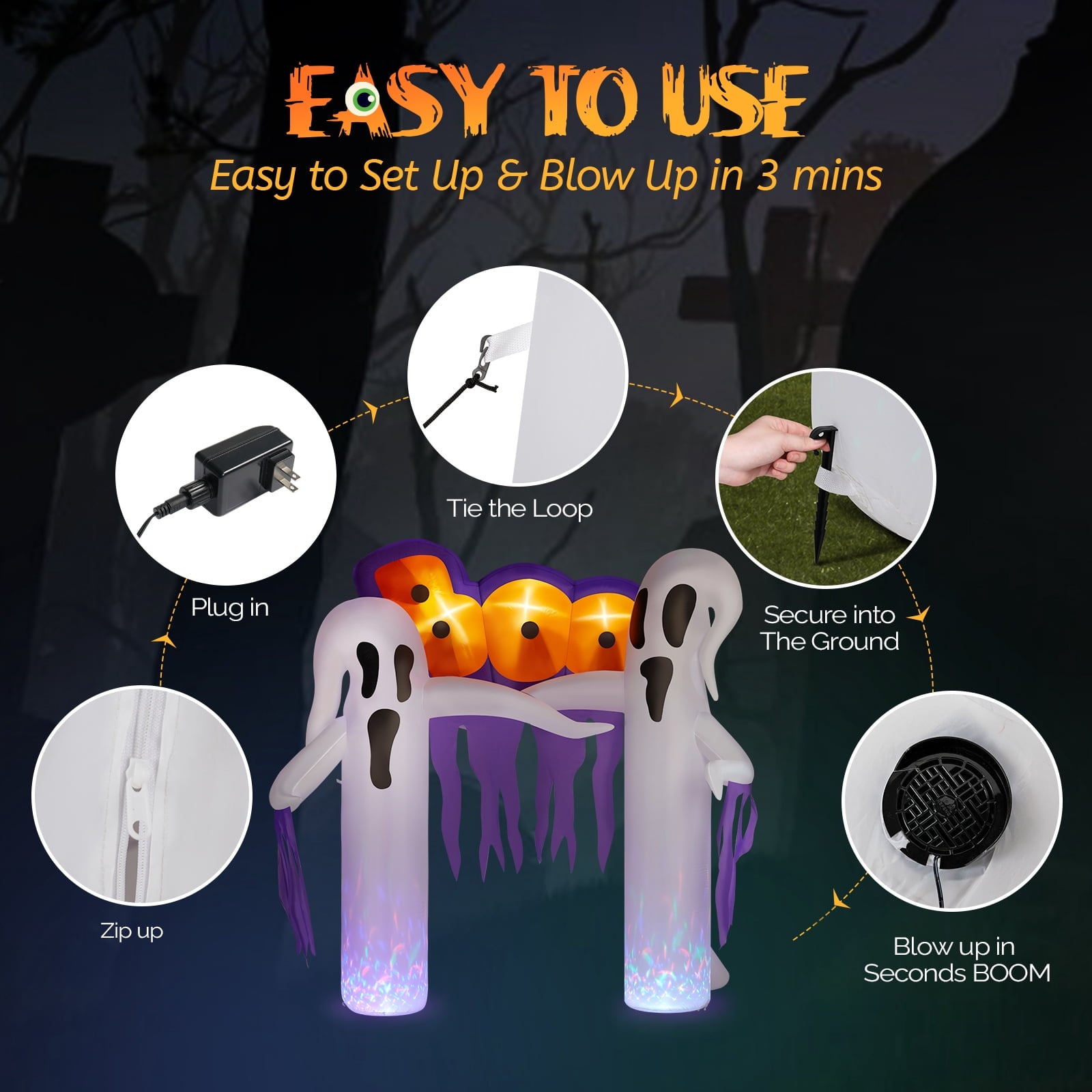 Zimtown 10 FT Halloween Inflatables Ghost Arch Outdoor Halloween Decoration