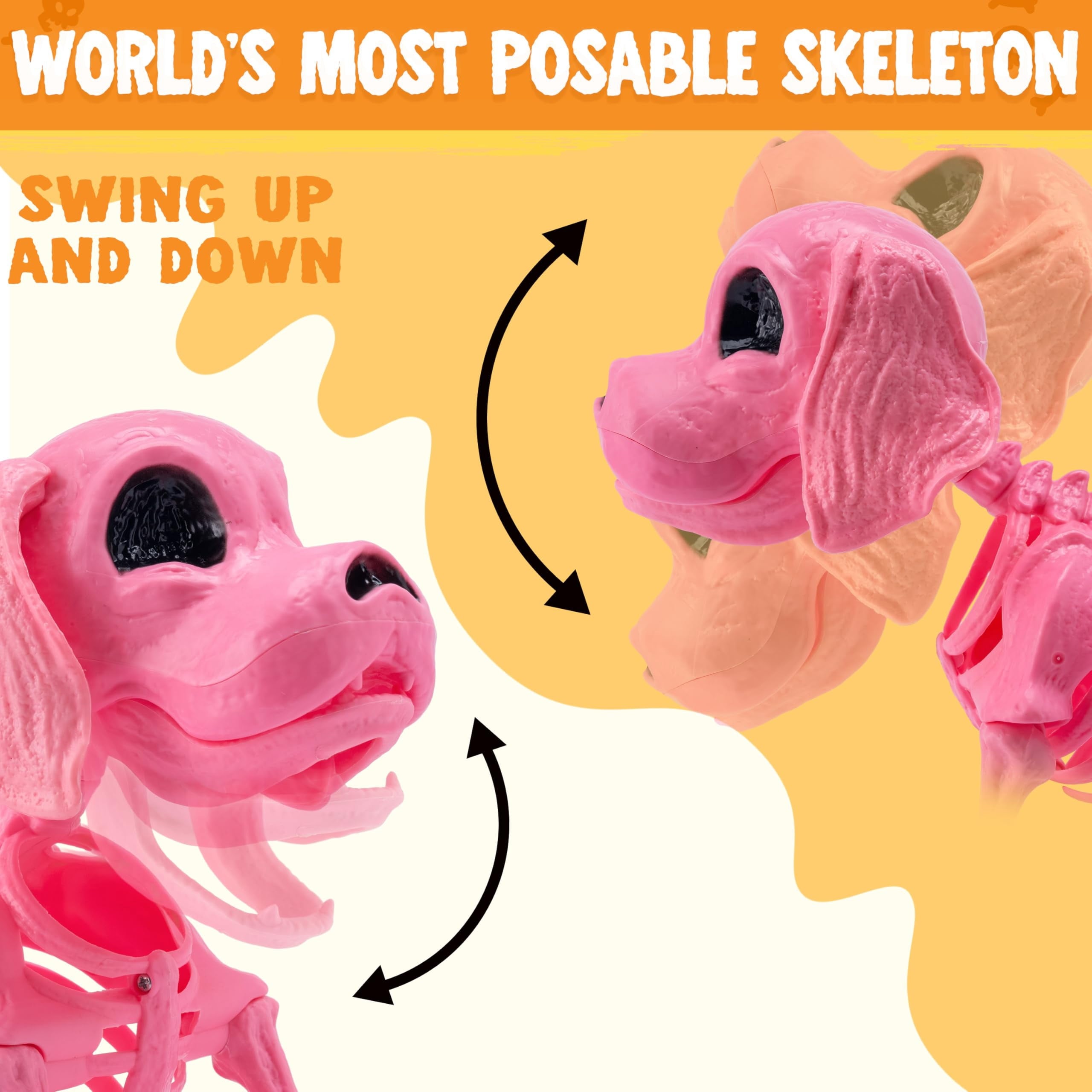 Joyfy 9.8 Inch Halloween Skeleton Dog Skeleton Halloween Decor,Pose-N-Stay Plastic Skeleton Bones with Posable Joints for Hallowmas Decoration Outdoor Haunted House Party
