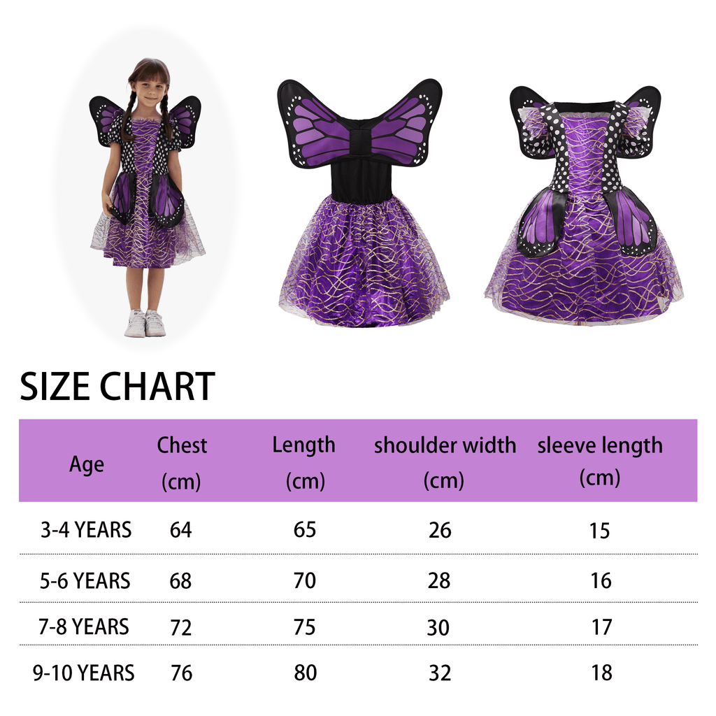 CZKHPTY Girls 3D Butterfly Fairy Tutu Dress, Whimsical Garden Princess Pretend Play Fancy Outfit, Sizes 7-8Y