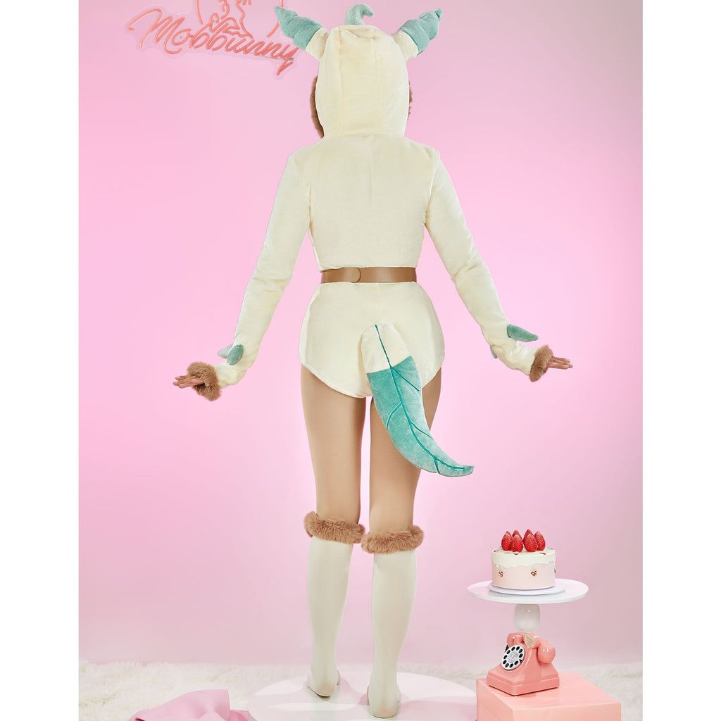 Women sexy Fluffy Hooded Bodysuit Halloween Deep V Kawaii One Piece Lingerie Rompers with Choker and Socks