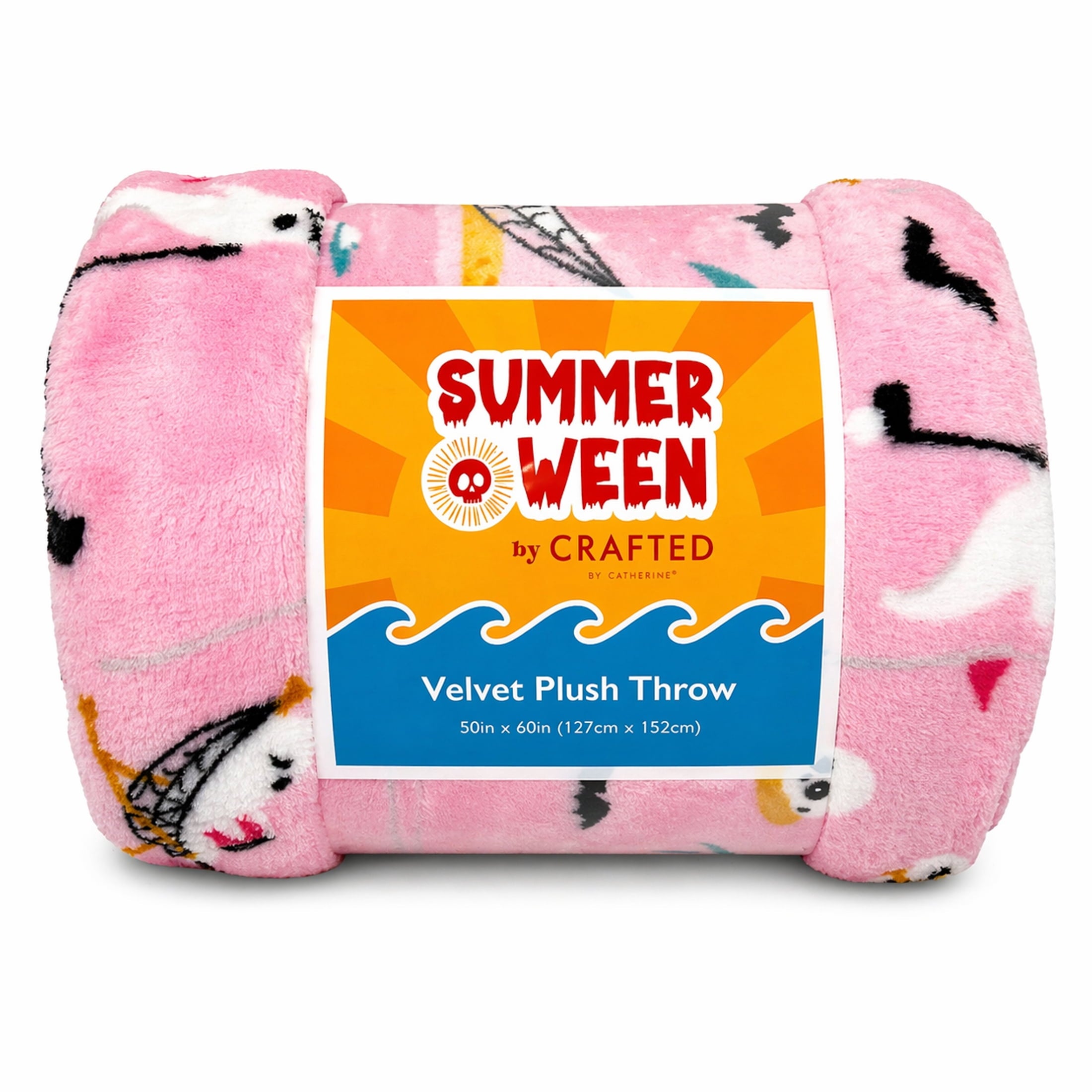 Summerween Oversize Super Soft Plush Throw Blankets, Summer Patio Pool Halloween Throws, RETIREMENT GHOST