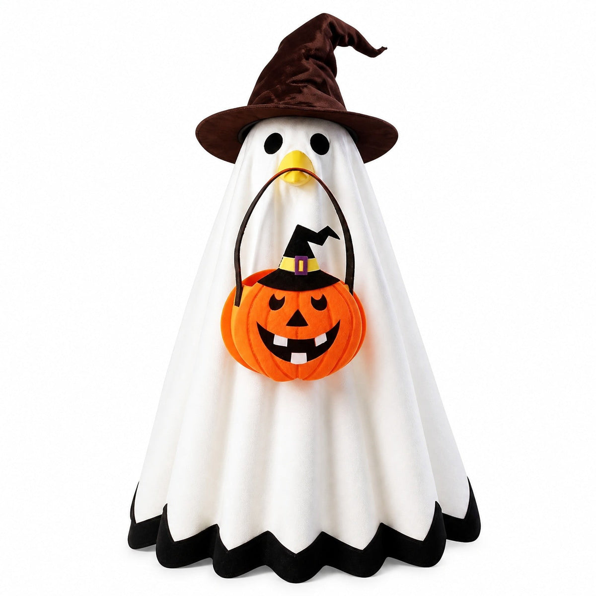 Thanksgiving Harvest Outfit for 23" Porch Goose, Goose Fall Theme Dress in White&Orange with Headwear Fall Harvest Decor for 23" Goose Outdoor Patio Yard Lawn Decoration