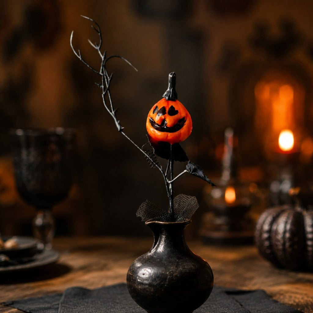 1Pc Halloween Mini Pumpkin Branches Artificial Black Twigs Vase Fillers for Table Mantel Centerpiece Creepy Gothic Scary House Decor