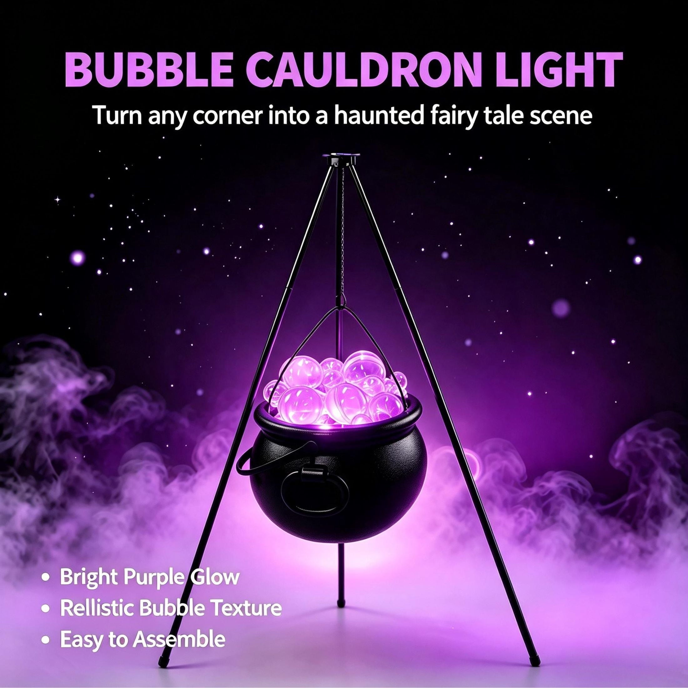 Muecwrye Halloween Decorations Outdoor, Halloween Clearance! Halloween Witches Cauldron with Lights, DIY Bubbling Cauldron Set Decor for Home Porch Outside, Halloween Party Supplies( Without Tripod)