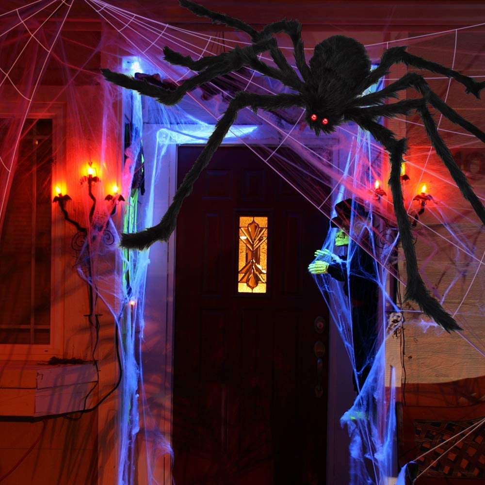 Ayieyill 200" Giant Spider Web with 49" Giant Spider Halloween Decorations Outdoor Indoor Scary Halloween Decor