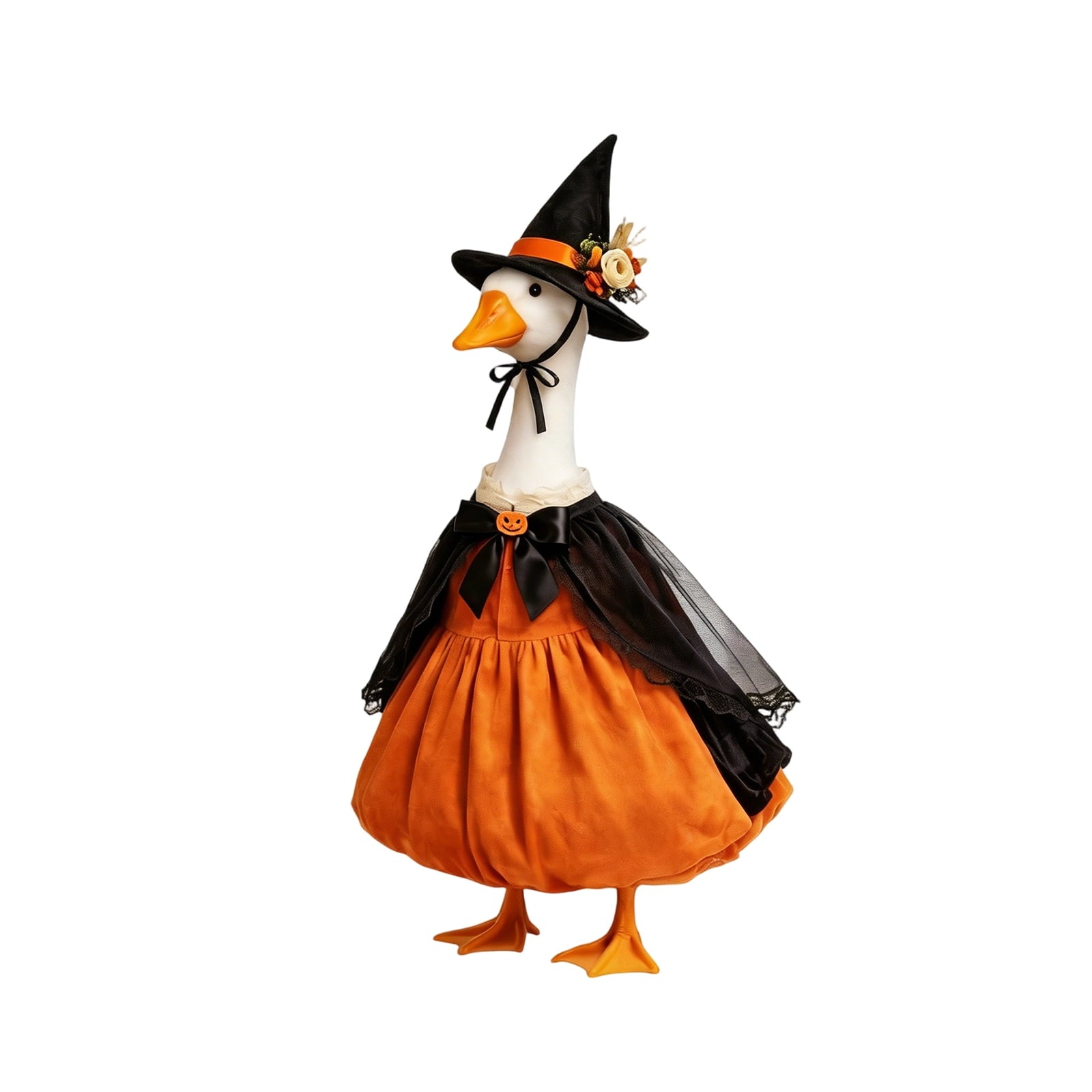 Bat Witch Hat Spiderweb Halloween Goose Clothes Fit 17/23In Cement Plastic Lawn Goose, Stylish Full Set for Outdoor Yard Patio Garden Seasonal Halloween Home Ornamental Arrangement