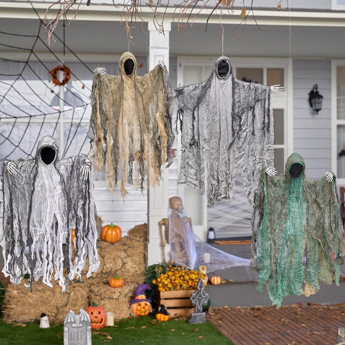 Joyfy 3 Pack Halloween Hanging Ghosts,Scary Skeleton Ghosts Grim Reapers Decorations for Halloween Indoor Outdoor Yard Home Decorations