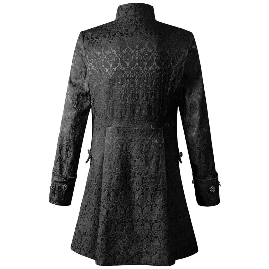 Awdenio Jackets for Man Black Tailcoat Jacket Fashion Long Coat Men's Vintage Frock Uniform