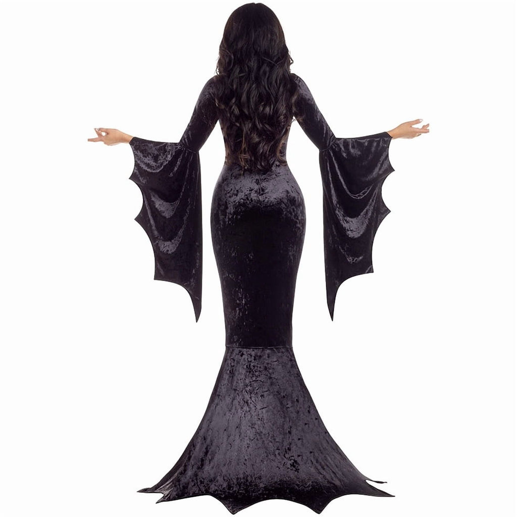 Witch Cosplay, Witch Costume, Witch Outfit, Witch Roleplay, Witch Cos, Vampire Womens Halloween Costumes Long Sleeves Mortician Costume Wrap Gothic Witch Dress Witchy Dress, Deep Red S