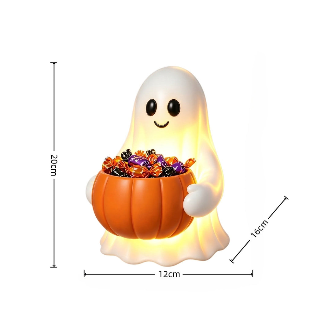 Halloween Ghost Coffee Stand Figurine, 2026 Spooky Decorative Ghost Statue for Shelf Desk Tabletop, Resin Halloween Ornament for Party, Farmhouse Seasonal Decor