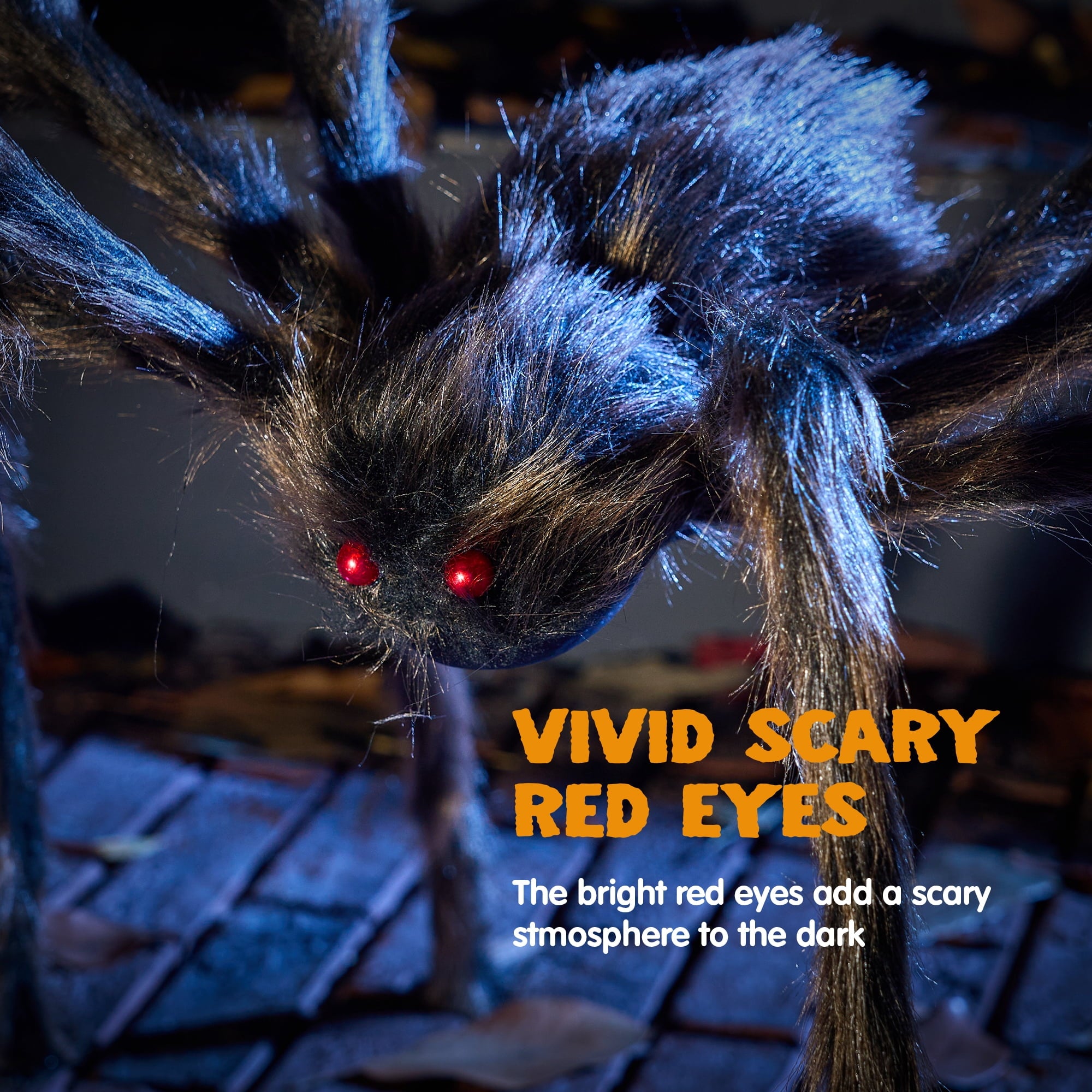 Joyfy 5 ft Scary Giant Spider Halloween Decorations Outdoor,Poseable Spider Lifelike Hairy Prop for Yard,Haunted House,Tree or Porch Party Decorations,Black