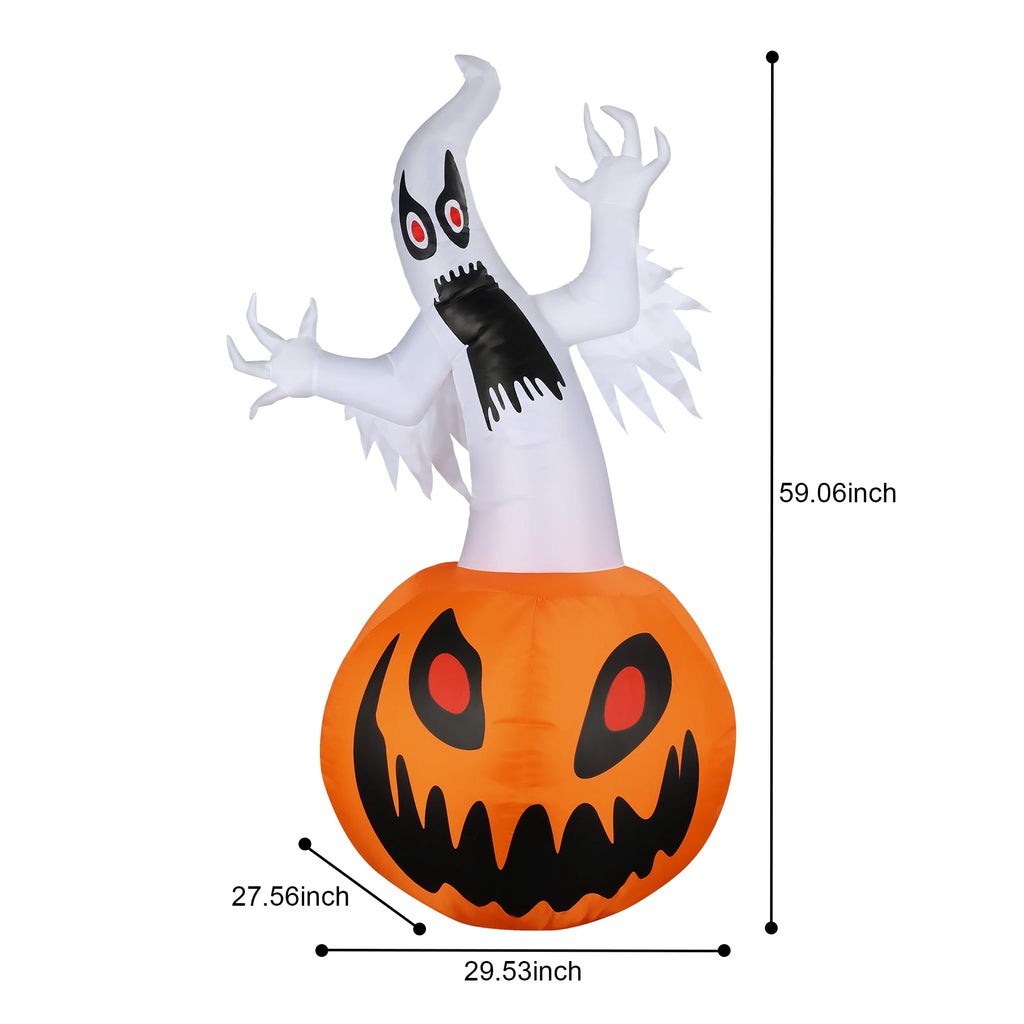 MAGOTAN 6 FT Halloween Inflatable Pumpkin Halloween Inflatable Pumpkins and Cat Outdoor Yard Decoration Build-in 7 LED White Lights