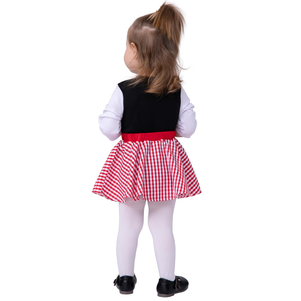 Joyfy Women Little Red Riding Hooded Costume with Dress, Cape and Gloves Outfits Set, Adult Women Halloween Costume for Halloween Themed Party Cosplay